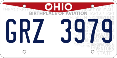 OH license plate GRZ3979
