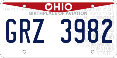 OH license plate GRZ3982
