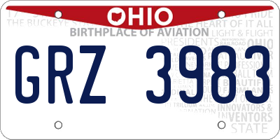 OH license plate GRZ3983