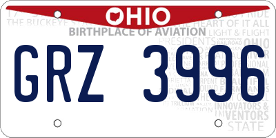 OH license plate GRZ3996