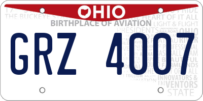 OH license plate GRZ4007