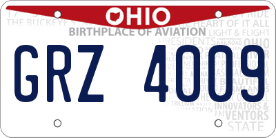 OH license plate GRZ4009