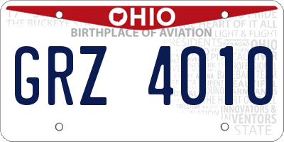 OH license plate GRZ4010