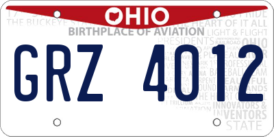 OH license plate GRZ4012