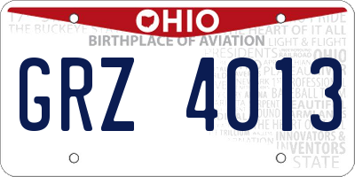 OH license plate GRZ4013