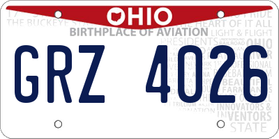 OH license plate GRZ4026