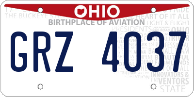 OH license plate GRZ4037