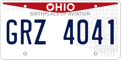 OH license plate GRZ4041