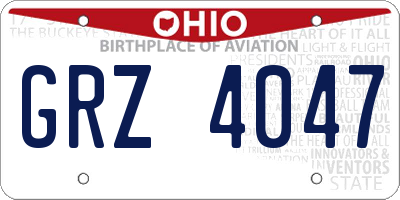 OH license plate GRZ4047