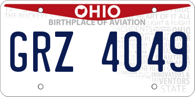 OH license plate GRZ4049