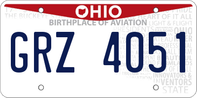 OH license plate GRZ4051