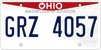 OH license plate GRZ4057