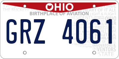 OH license plate GRZ4061