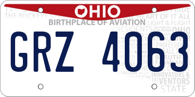 OH license plate GRZ4063