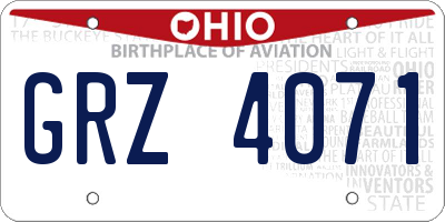OH license plate GRZ4071
