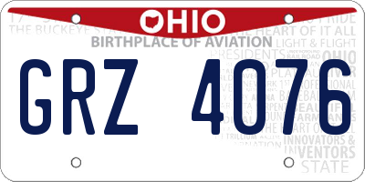 OH license plate GRZ4076