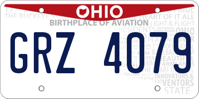 OH license plate GRZ4079