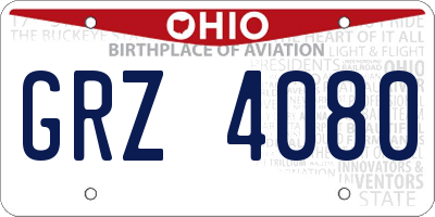 OH license plate GRZ4080