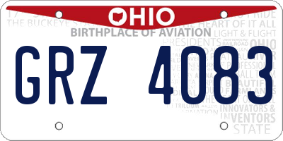 OH license plate GRZ4083