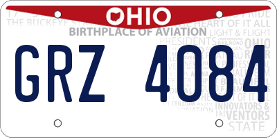 OH license plate GRZ4084