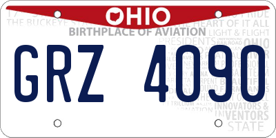 OH license plate GRZ4090