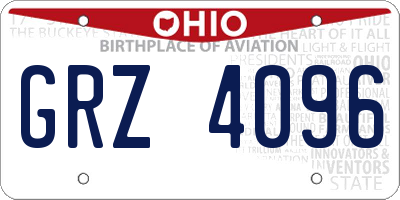 OH license plate GRZ4096