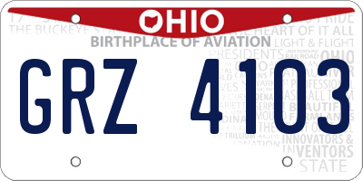 OH license plate GRZ4103