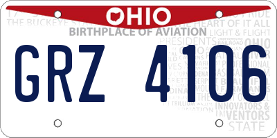 OH license plate GRZ4106
