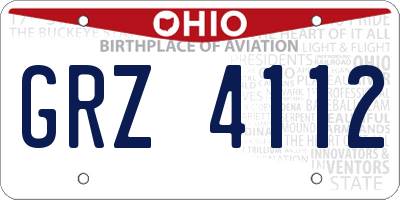 OH license plate GRZ4112