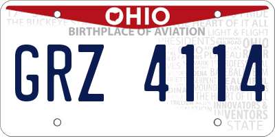 OH license plate GRZ4114
