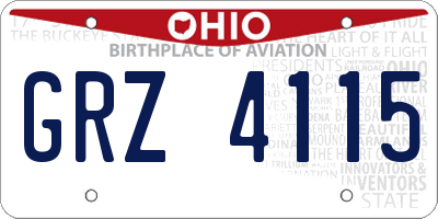 OH license plate GRZ4115