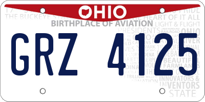 OH license plate GRZ4125