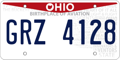 OH license plate GRZ4128
