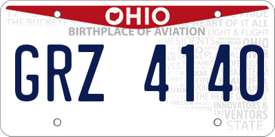 OH license plate GRZ4140
