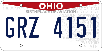 OH license plate GRZ4151