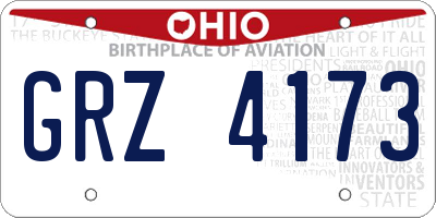 OH license plate GRZ4173