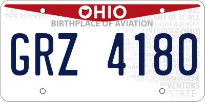 OH license plate GRZ4180