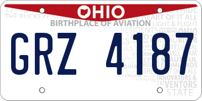 OH license plate GRZ4187
