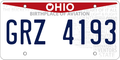 OH license plate GRZ4193