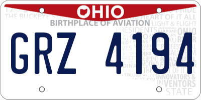 OH license plate GRZ4194