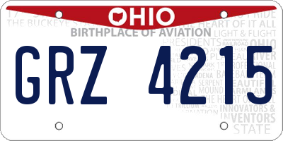 OH license plate GRZ4215