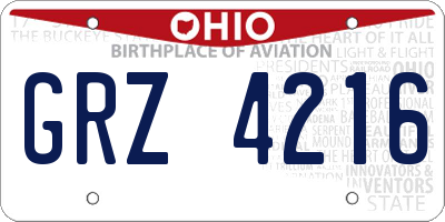 OH license plate GRZ4216
