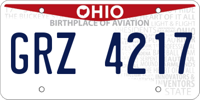 OH license plate GRZ4217