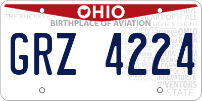 OH license plate GRZ4224