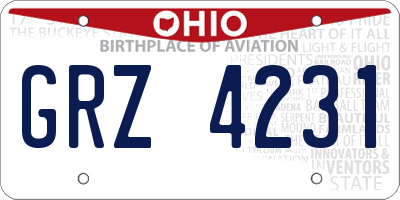 OH license plate GRZ4231