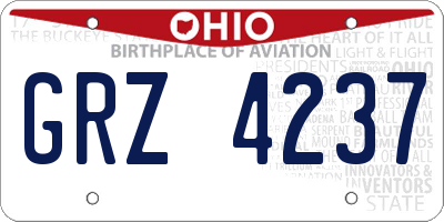 OH license plate GRZ4237