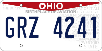 OH license plate GRZ4241