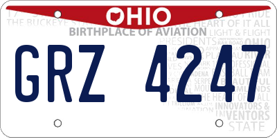 OH license plate GRZ4247