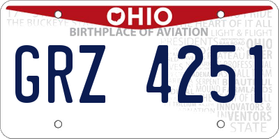 OH license plate GRZ4251