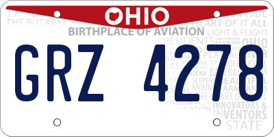 OH license plate GRZ4278